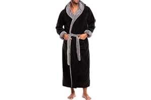 Alexander Del Rossa Mens Robe with Hood, Plush Fleece Hooded Mens Bathrobe, Big and Tall Bath Robes for Men