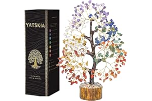 YATSKIA Healing Crystals Gemstones - 7 Chakra Tree for Positive Energy - Seven Chakra Tree of Life, Handmade Feng Shui Luck Figurine, Chakkra Chacra, Life Tree, Spiritual Good Luck Abundance Gift 10-12 Inch