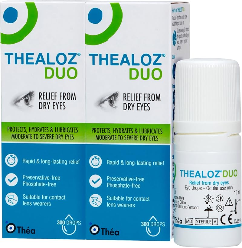Thealoz Duo Eye Drops 2 Pack 10ml Preservative-Free Contact Lens Friendly