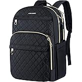 KROSER Laptop Backpack 15.6 Inch Stylish Daypack with USB Charging Port, Water-repellent Nylon Backpack Backpack for Travel/Business/Women/Black