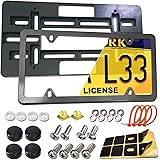 Aootf Front License Plate Mounting Kit- License Plate Bracket & Black Aluminum Car Tag Holder Cover Fit No Drilling Hole Fron