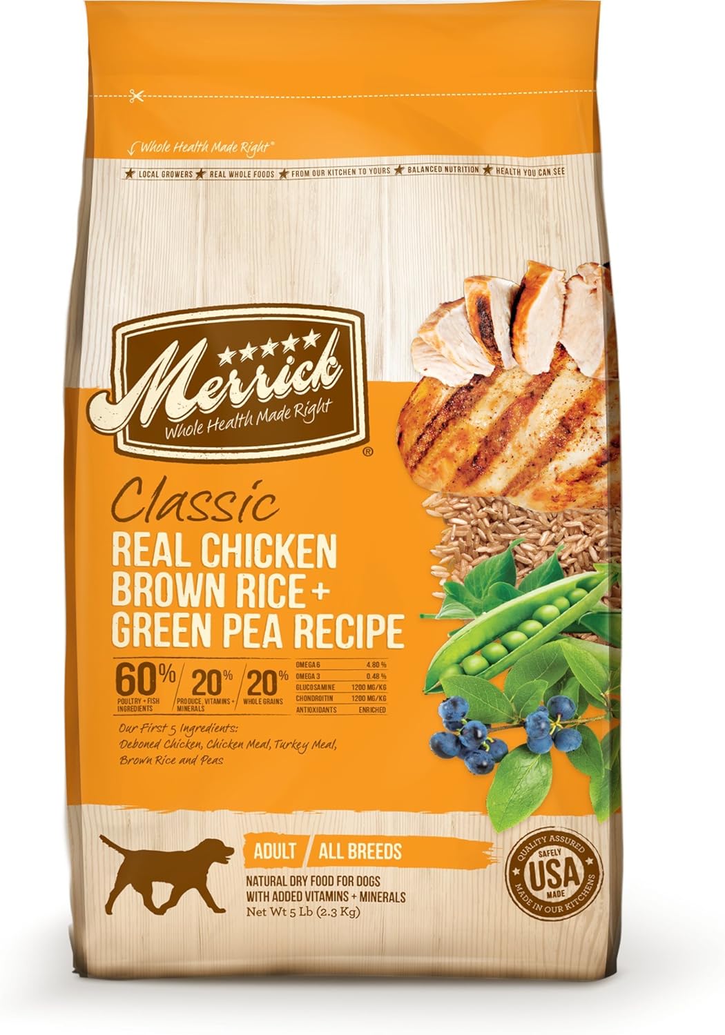 merrick classic real chicken green peas recipe with ancient grains dry dog food