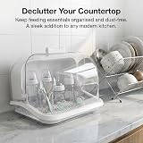HEMOTON Baby Bottle Storage Box Drying Rack with Anti-dust Cover 33x28.5x21cm view 2