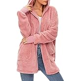 Century Star Women Fleece Cardigan Hooded Loose Fuzzy Cardigan Coat Womens Fuzzy Jacket Outwear