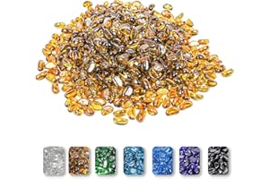 GRISUN Gold Fire Glass Cashew for Fire Pit - 1 Inch 10 Pounds High Luster Tempered Glass Rocks for Natural or Propane Fireplace, Safe for Outdoors and Indoors Fire Pit Glass
