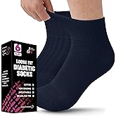 Debra Weitzner Diabetic Ankle Socks Mens Womens Non-binding Socks Loose Fit Navy 6 Pairs