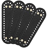 4 Pcs Black Purse Bottom for Crochet Bag Base Pu Leather Bag Bottom Base Leather Long Oval Purse Bottoms Making Supplies with Holes for DIY Crochet Bags Shoulder Bags Craft Making (Black)