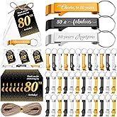 SiliFine 50 Sets 80th Birthday Party Favors for Guests Include Birthday Beer Opener Keychain Cheers to 80 Bottle Opener Keychain with Thank You Cards and Gift Bag for Party Wedding Gifts