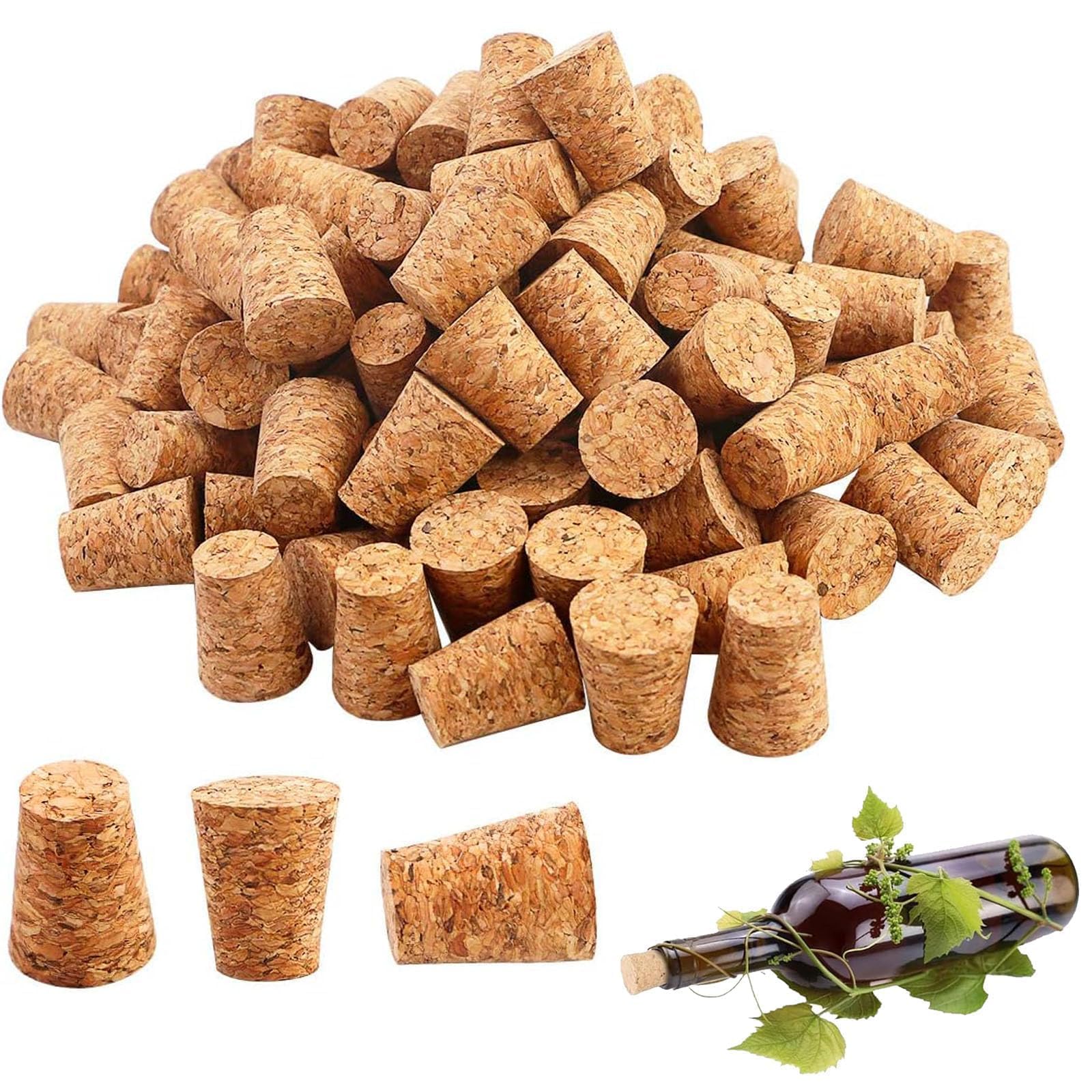 50Pcs Natural Soft Wood Tapered Cork Stopper for Wine and Beer Bottles - 22x35x18mm Leakproof Replacement