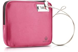 KOSMCCO Anti-Theft Locking Beach Bag, 9x7.5-inch Portable Beach Safe for Securing Your Valuables and Phone – Rose Red