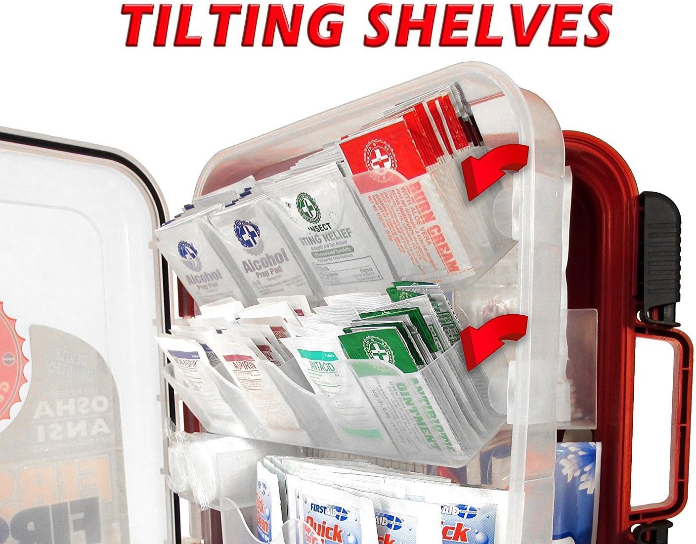 First Aid Kit Hard Red Case 326 Pieces Exceeds OSHA and ANSI Guidelines 100 People - Office, Home, Car, School, Emergency, Survival, Camping, Hunting, and Sports: Health & Personal Care