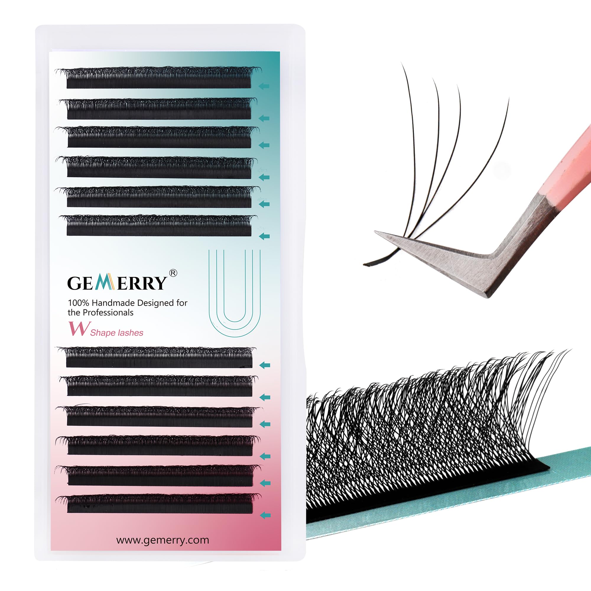 W lashes 4D Premade fan Lashes Extensions 0.07mm D Curl 12mm Gemerry Eyelash Extensions Individual Lashes Noir Russian Volume Lashes Professional Single Lashes Thick Lash Tray(W-4D-d curl-12mm)