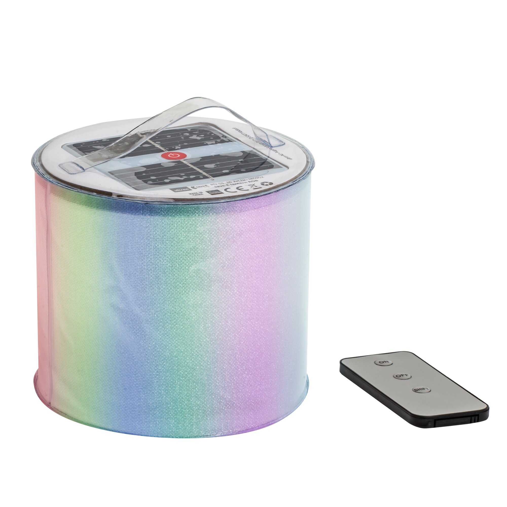 ultron Save-E Lantern RGB Solar Powered Foldable LED Lantern in RGB Colours, Up to 6 Hours of Lighting Time, Garden, Outdoor, Decoration, Camping, 10.9 x 12.7 x 2.54 cm