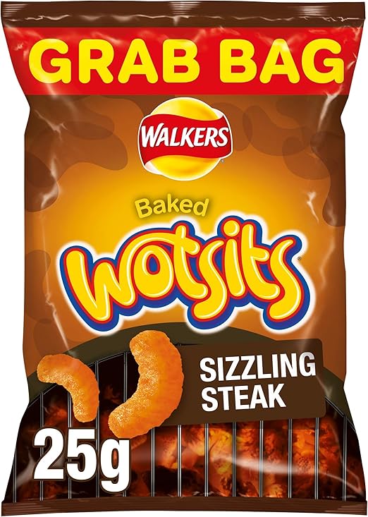 Walkers Wotsits Sizzling Steak Grab Bags Snacks, 25 g (Case of 30
