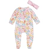 Mud Pie Baby Girl Rainbow Ditsy Floral Sleeper; 6-9 Months