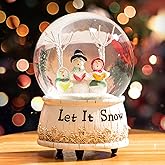 Topadorn Musical Snow Globe with Snowman and Glittering Snowfall, Christmas Music Box Home Decor for Holiday, Office Desk, Festive Gift Idea, Let It Snow
