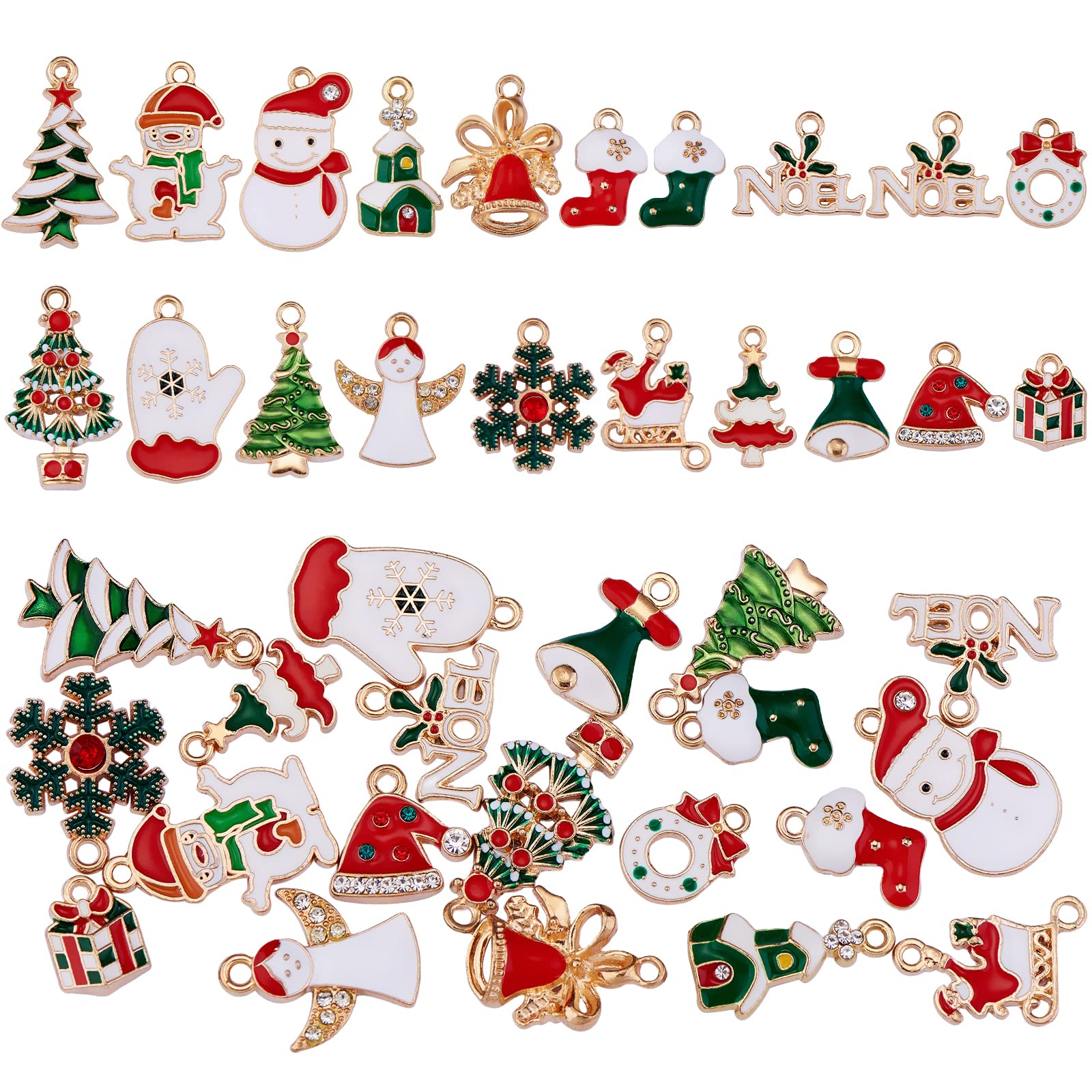 COGCHARGER 20 Pcs Christmas Charm Pendants Santa Hat Snowflake Pendant Christmas Enamel Charms for Jewelry Necklace Bracelet Earring Gift Making Crafts