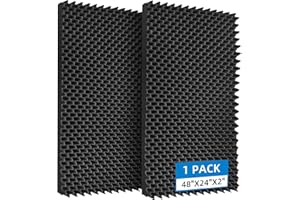 Geynnple 1 Pack Sound Proof Foam Panels |48"×24"×2" Quick-Recovery Soundproof Wall Panels | High Density Sound Dampening Panels for Home Studio,(Black)