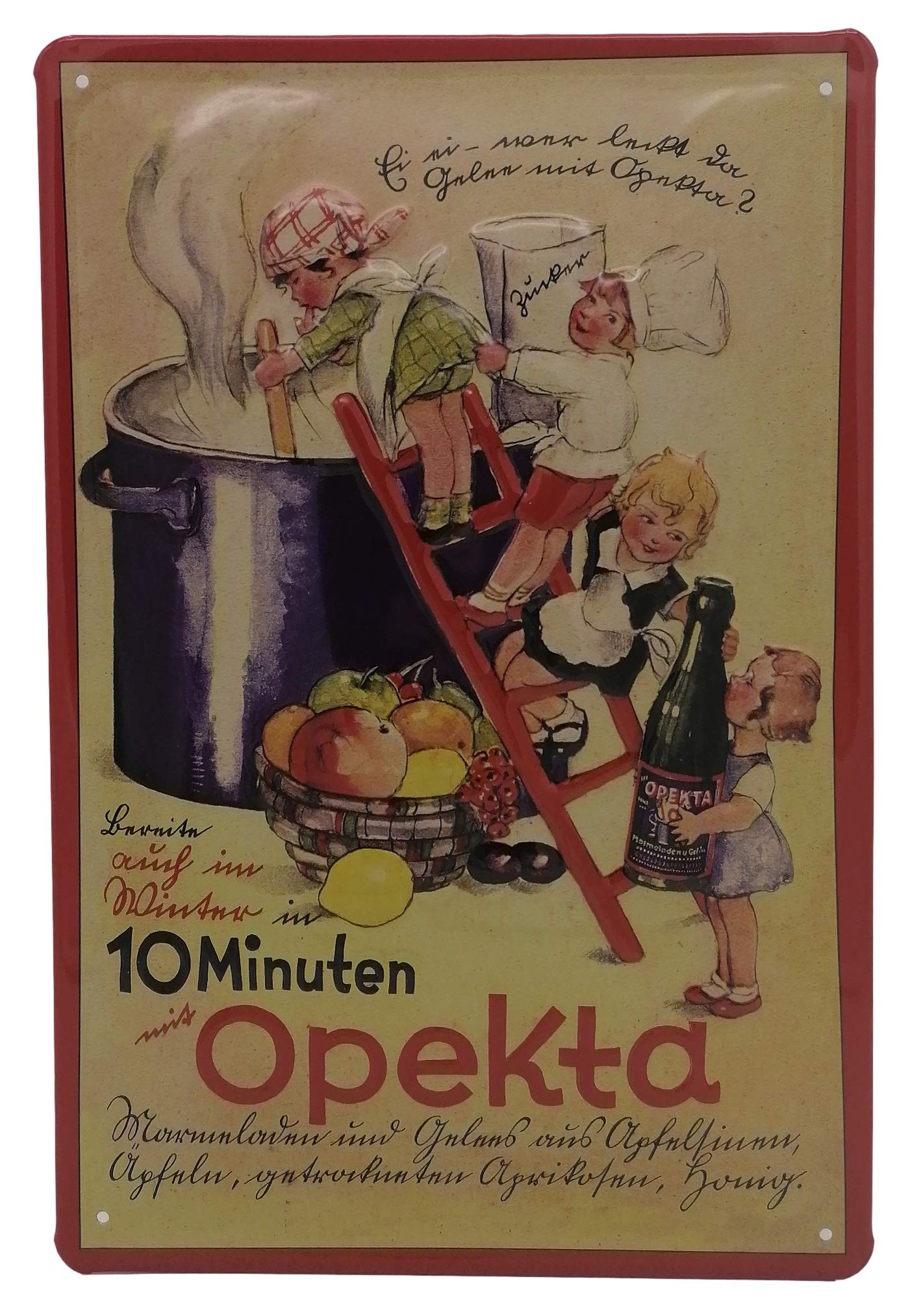 Opekta Marmalade, Retro Advertising, Embossed Kitchen Sign, Metal Sign, Door Sign, Wall Sign, Decoration 30 x 20 cm