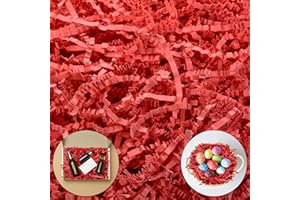 Darfukei Shredded Paper For Gift Baskets, Christmas 1/2LB (8 oz) Red Crinkle Paper Filler for New Year's gift Baskets Grass, Crinkle Cut Papers Shred For Birthdays, Weddings,Boxes Bags, Basket Filler ,Anniversaries,Gift Wrapping