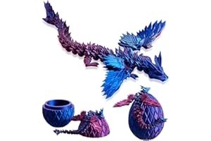 OSCREP 3D Printed Dragon Eggs with Dragon Inside Flying Dragon Flexible Wing Mystery Dragon Egg Articulated Dragon Gift 3D Dragon Easter Basket Stuffers Home Desk Decor Fidget Toy (Laser Purple)