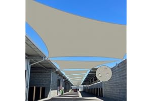 Jneaicn Shade Sail Waterproof Outdoor UV Sun Shade Sail Rectangle Gray 10'x 13' Protection Cool Party Beach Leisure Garden Ac