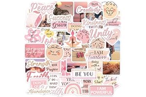 RUBOAOA Inspirational Vision Board Stickers, 100 Pcs Pink Affirmation Stickers Vision Board Supplies for Women Teen Gilrs, Positive Self Love Decals for DIY Scrapbook Journal Laptop Water Bottle