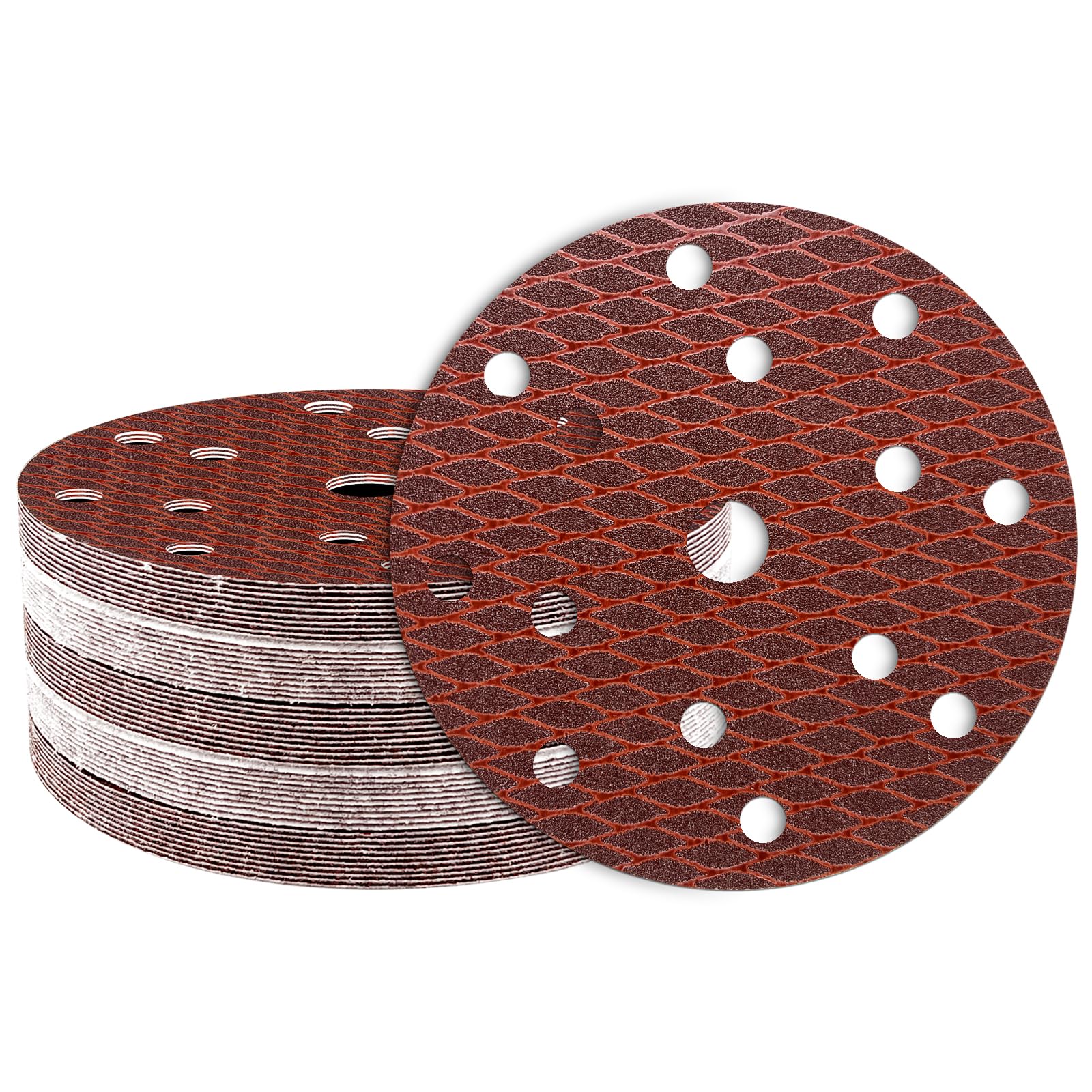 GEOGIEEW 50PCS 150mm Sanding Discs Pads, 6 Inch 15 Hole Hook and Loop 180 Grits Sandpaper for Wood for Random Orbital Sander