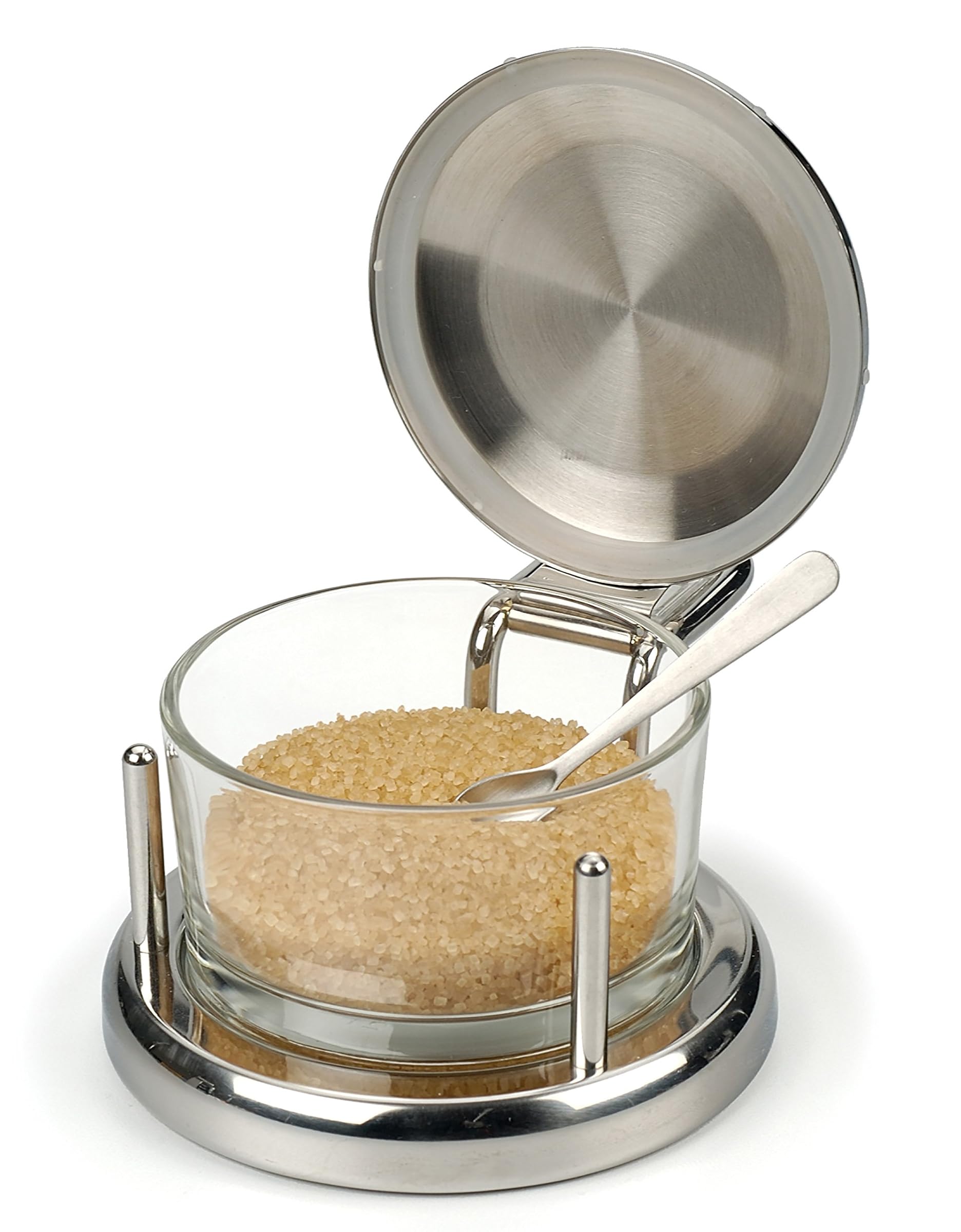RSVP Salt Seller Stainless Steel & Glass Keeper Box Dish Server All Ton Brown Good Food