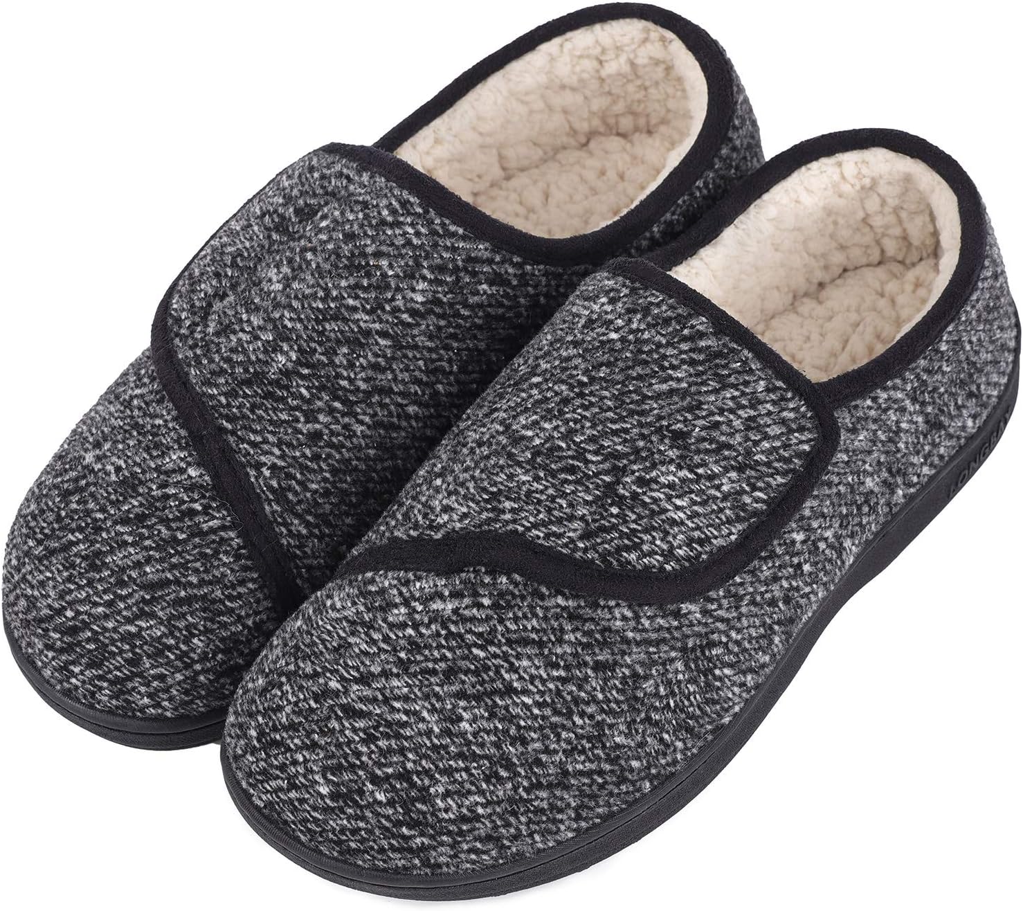 LongBayMen's Diabetic House Slippers Memory Foam Comfy House Shoes Extra Wide Non Slip