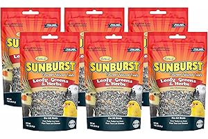 Higgins 6 Pack of Sunburst Leafy Greens & Herbs Gourmet Treats for All Birds, 1 Ounce Per Pack