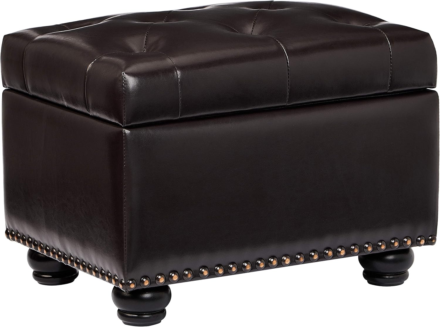 First Hill Deep Tufting Storage Ottoman, Espresso: Furniture & Decor