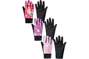 Fourluoo 3 Pairs Kids Cycling Gloves Kids Horse Riding Gloves Motocross for Dirt Bike, BMX, Mountain Bike for Boys & Girls