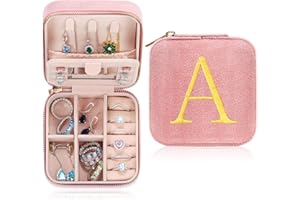 Parima Gifts for Girls - Gifts for Kids, Girl Gift Idea, 6 7 8 9 10 11 12 13 14 15 16 Year Old Girl Birthday Gifts, Teen Girl Gifts Trendy Stuff Travel Jewelry Case Box - Letter A, Pink