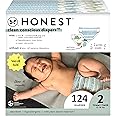 The Honest Company Clean Conscious Diapers for Sensitive Skin | Hypoallergenic, Fragrance Free | Gender Neutral Printss | Super Club Box, Size 2 (12-18 lbs), 124 Count