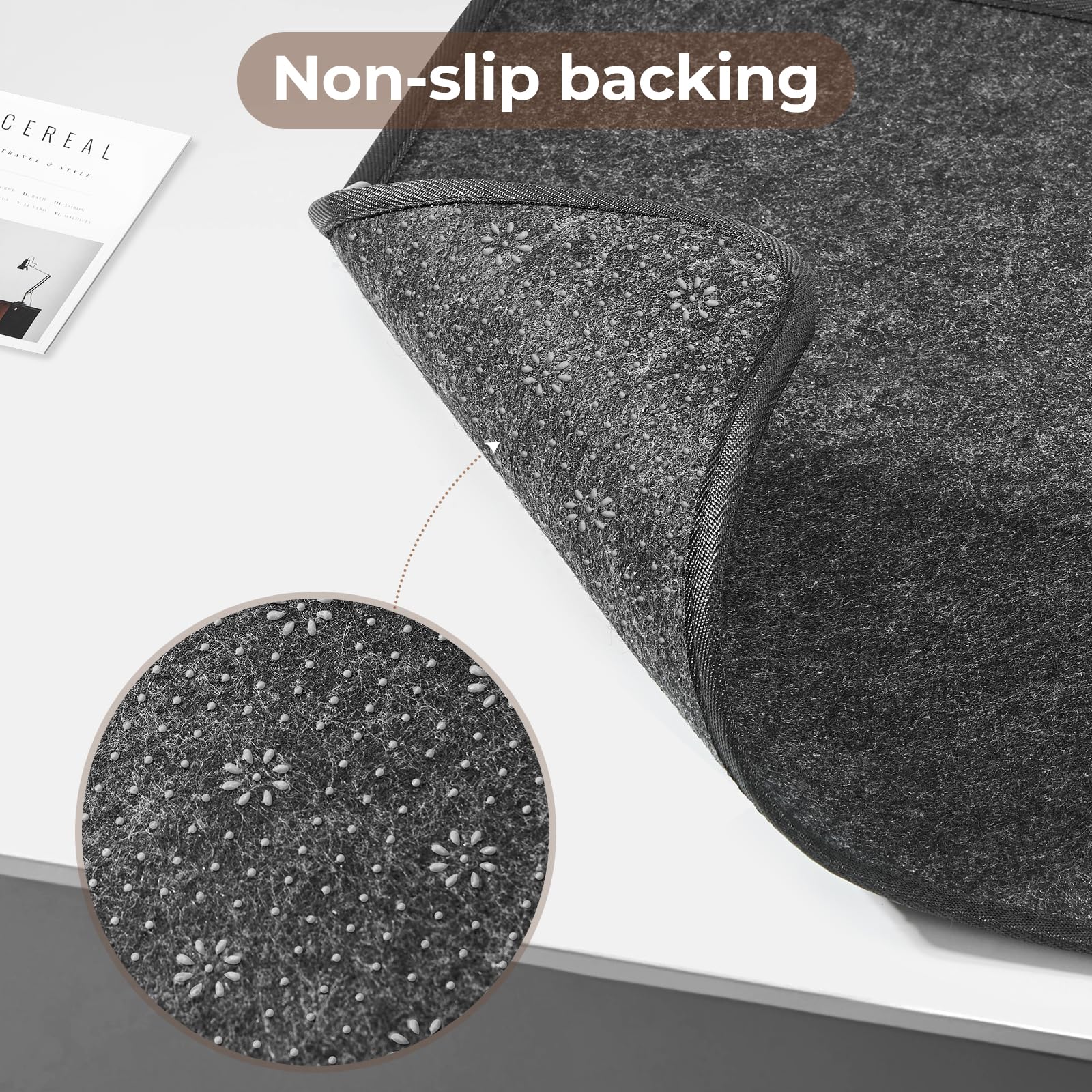 Eurhomewit Schreibtischunterlage Filz Rutschfest, 100X40cm Desk Mat, Unterlage Schreibtisch Unterlegmatte, Mauspad XXL, Schreibtisch Unterlage Tischunterlage Schreibtisch für Büro Zuhause -Dunkelgrau 5