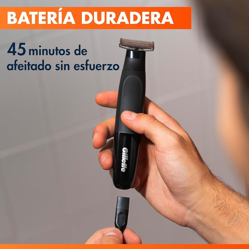 Aparador de barba e barbeador Fusion One, preto - Barbeiro tudo-em-um para rosto e corpo, cabeça pivotante, 4 pentes, tampa protetora, resistente à água, 45 minutos de uso