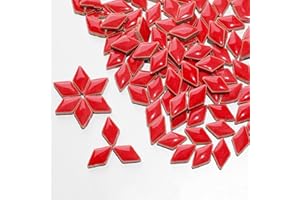ARTLIFE HOME 100g / 140 Pieces Pieces Mosaic Tiles Diamond 1.6x0.9 * 0.4cm Ceramic Mosaic Glass Tile for Crafts Bulk DIY Picture Frames Handmade Jewelry Coasters Art Material Decoration (Red)