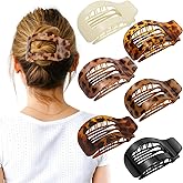 6 PCS Flat Hair Clips for Women, Large French Flat Claw Clips for Thick Thin & Curly Hair, Strong Hold Non Slip Leopard Print Jaw Clips Hair Accessories for Girls Valentine's Day Gifts, Tortoise