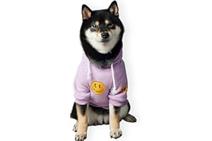 ChoChoCho Smiley Dog Hoodie Stylish Dog Clothes Smiley Face Sweater Cotton Sweatshirt Fashion Outfit for Dogs Cats Puppy Small Medium Large (M, Purple)