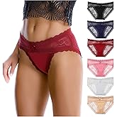 LEVAO Women Lace Underwear Sexy Breathable Hipster Panties Stretch Seamless Bikini Briefs Multipack