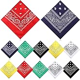 Handepo 12 Pack X Large Bandanas 27 x 27 Inch Paisley Pattern Pure Cotton Bandana Scarf for Men Women Cowboy(Multicolor)