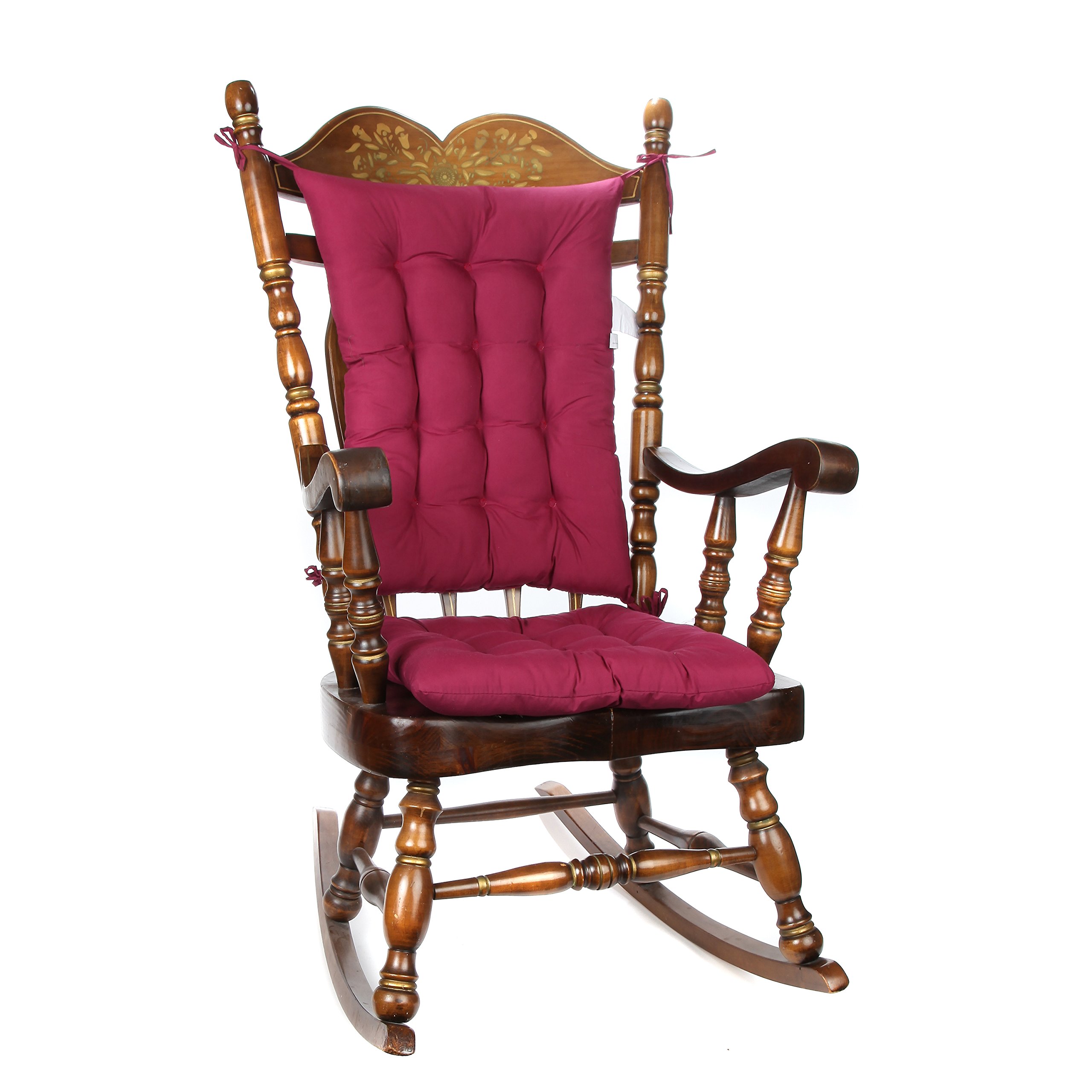 Trenton Gifts 2 Piece Padded Rocking Chair Cushion Set Burgundy