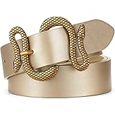 C O E CESCOSI Women Leather Belt with Snake Buckle Fashion Women Belt for Jeans Pants Dresses