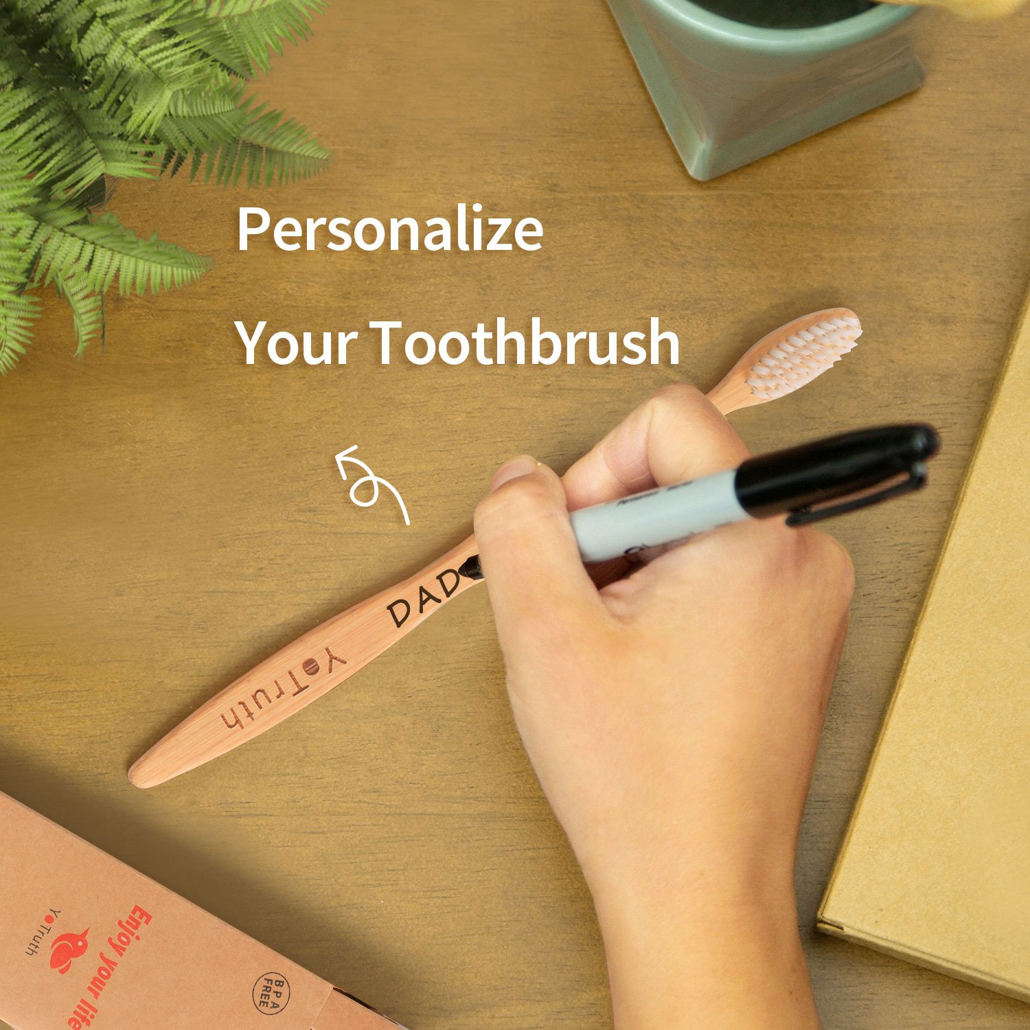 Yotruth Bamboo Toothbrush Set Natural Eco Friendly Bamboo Toothbrush Four Sets of Each box