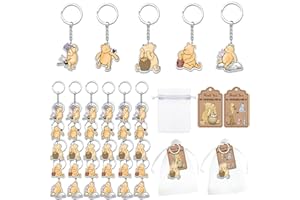 Ggjgrpx Winnie Baby Shower Favors, Gender Reveal Birthday Party Supplies, Thank You Winnie Keychain for Party