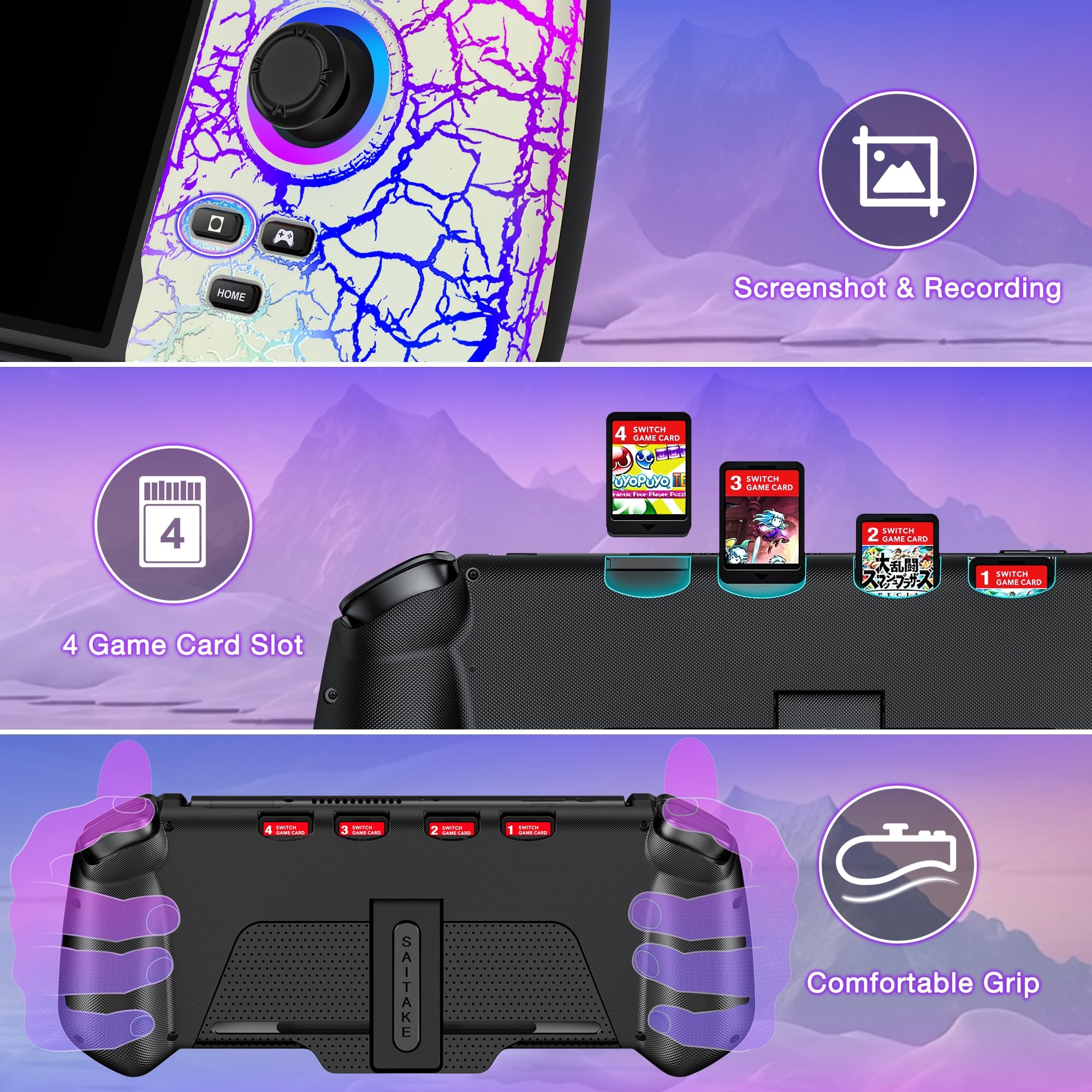 CYOYPPY Switch Controller Compatible with Nintendo Switch/OLED - USB-C Plug & Play Switch Pro Controller Handheld Mode, One-Piece Joypad Controller with Hall Joystick/RGB/4 Game Slot/Dual Motor