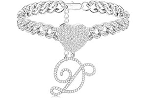 Krfy Ankle Bracelets for Women, Silver Cursive Initial Cuban Link Anklets for Women 10mm Miami Cuban Link Chain Dainty Cute CZ Initial Anklets Summer Jewelry Gifts for Women Teen Girls