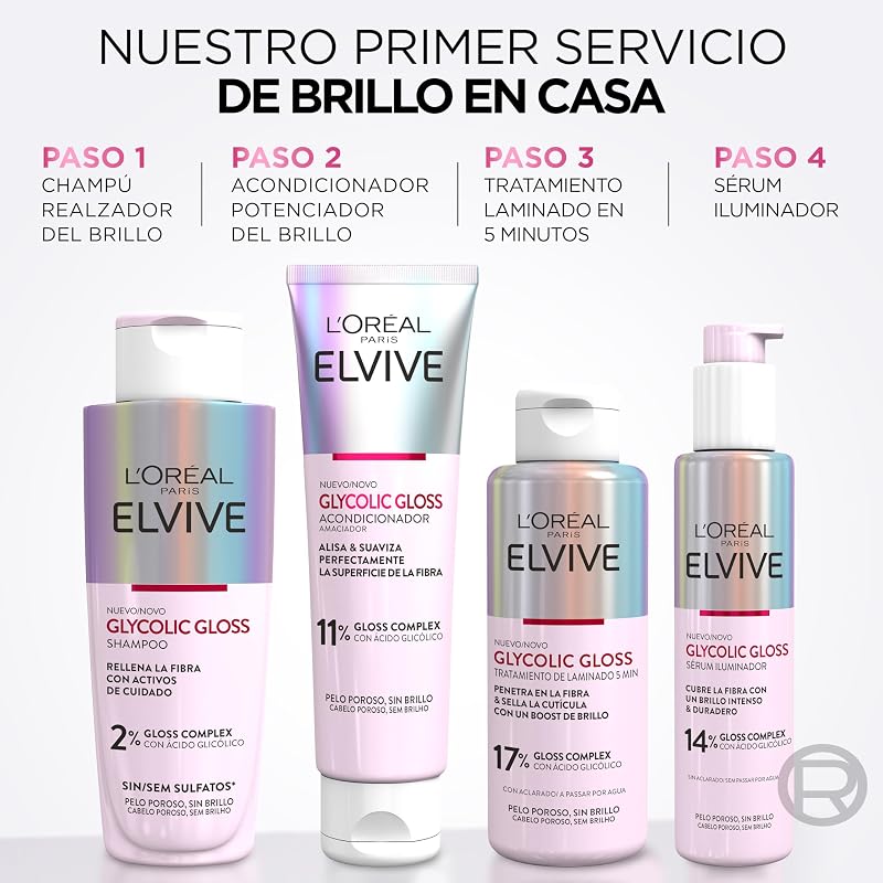L'Oréal Paris Elvive Glycolic Gloss Tratamiento de Laminado, 200ml
