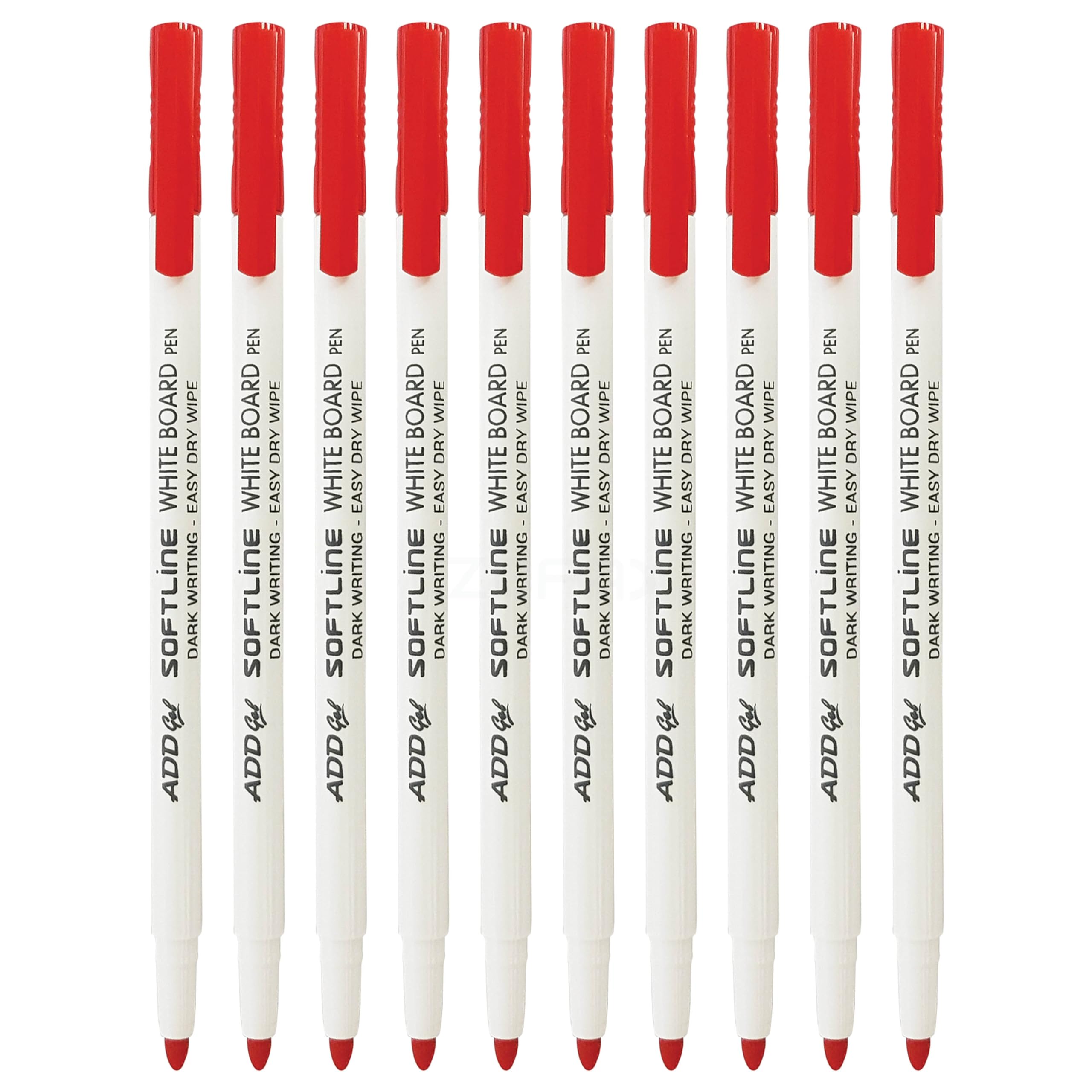 Handy Dry Erase Whiteboard Marker Pens, RED, Medium Point (1.0mm), Pack of 10, Bullet Broad Tip, School Office Home Everyday Use, iZOFAX Black Ball Pen